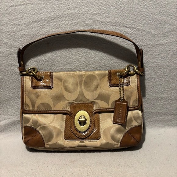 Coach Peyton Signature Sateen Shoulder Bag - Picture 1 of 12